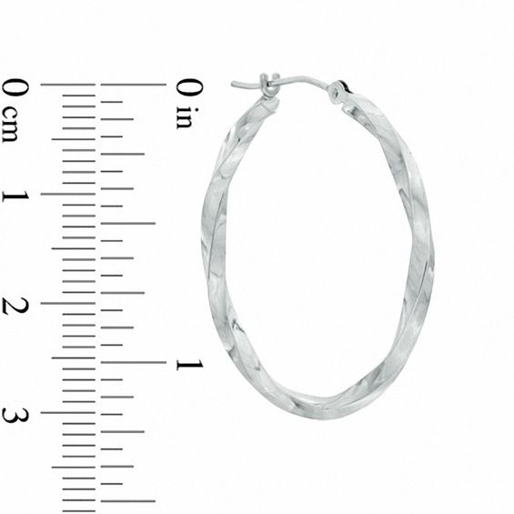 30mm Square Twist Hoop Earrings in 14K White Gold