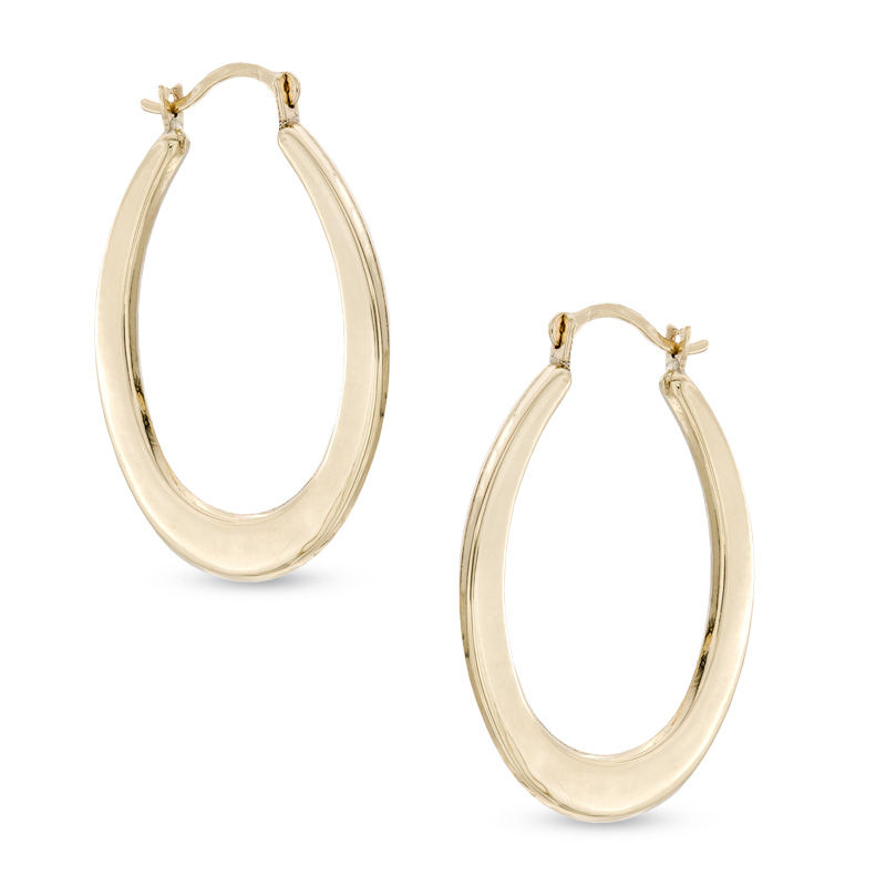 Main Image 1 of Oval Hoop Earrings in 14K Gold