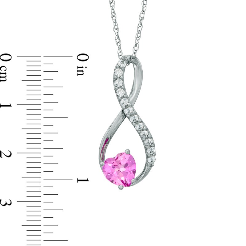 Main Image 2 of 7.0mm Heart-Shaped Lab-Created Pink and White Sapphire Infinity Pendant in Sterling Silver