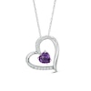Thumbnail Image 0 of 6.0mm Heart-Shaped Amethyst and Lab-Created White Sapphire Heart Pendant in Sterling Silver