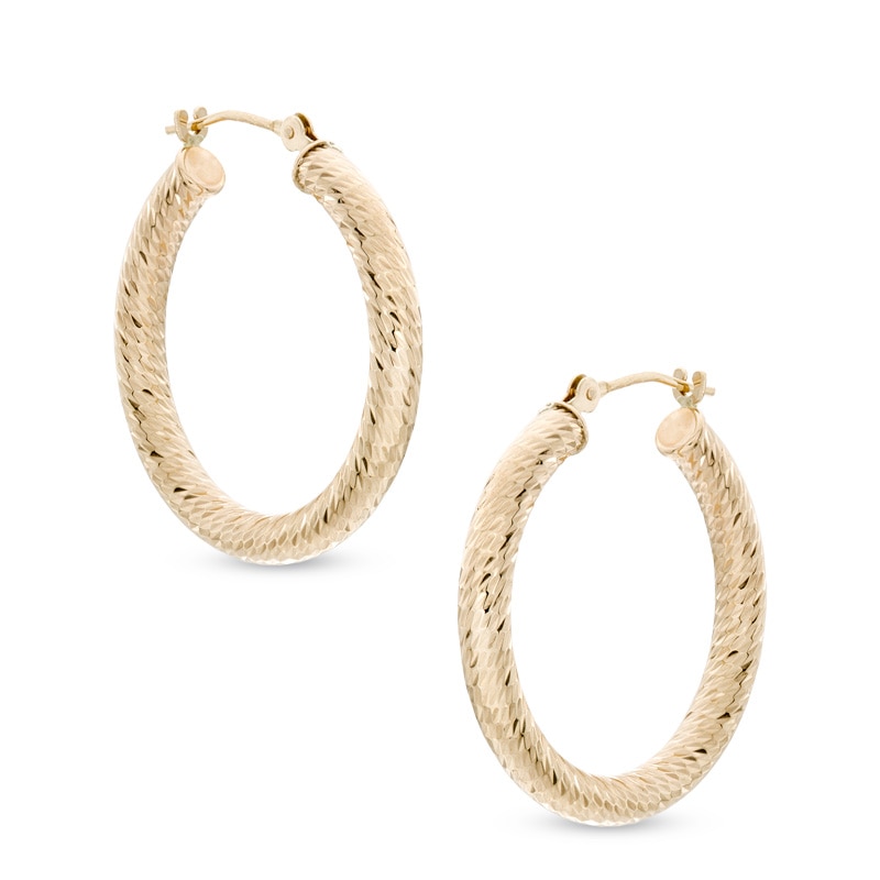 Main Image 1 of 25mm Textured Hoop Earrings in 14K Gold