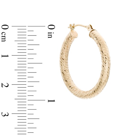 25mm Textured Hoop Earrings in 14K Gold
