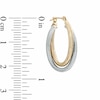 Thumbnail Image 2 of Oval Polished and Mesh Textured Double Hoop Earrings in 14K Two-Tone Gold