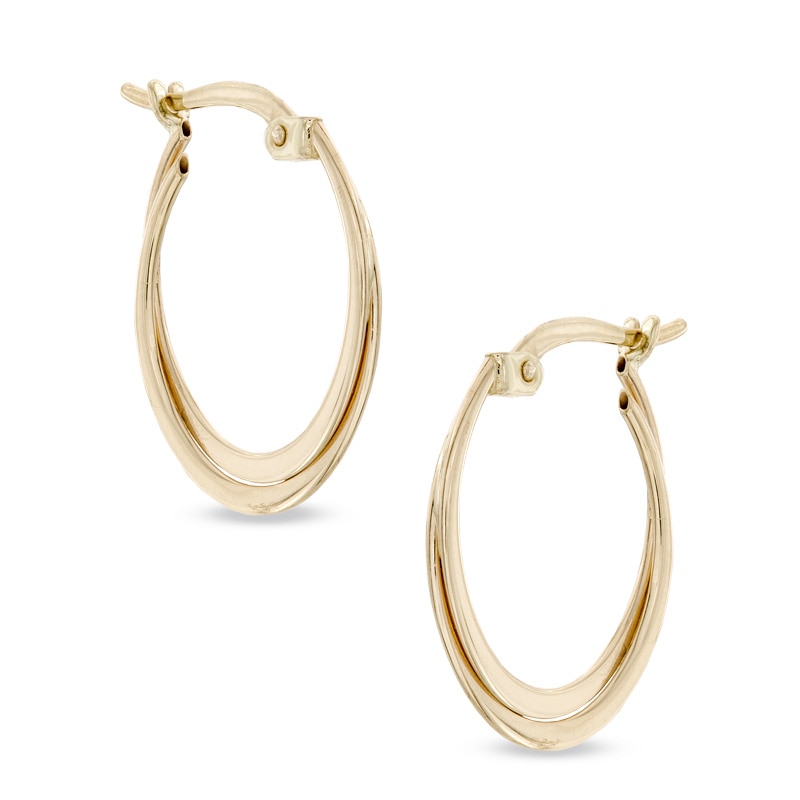 Main Image 1 of Double Oval Hoop Earrings in 14K Gold