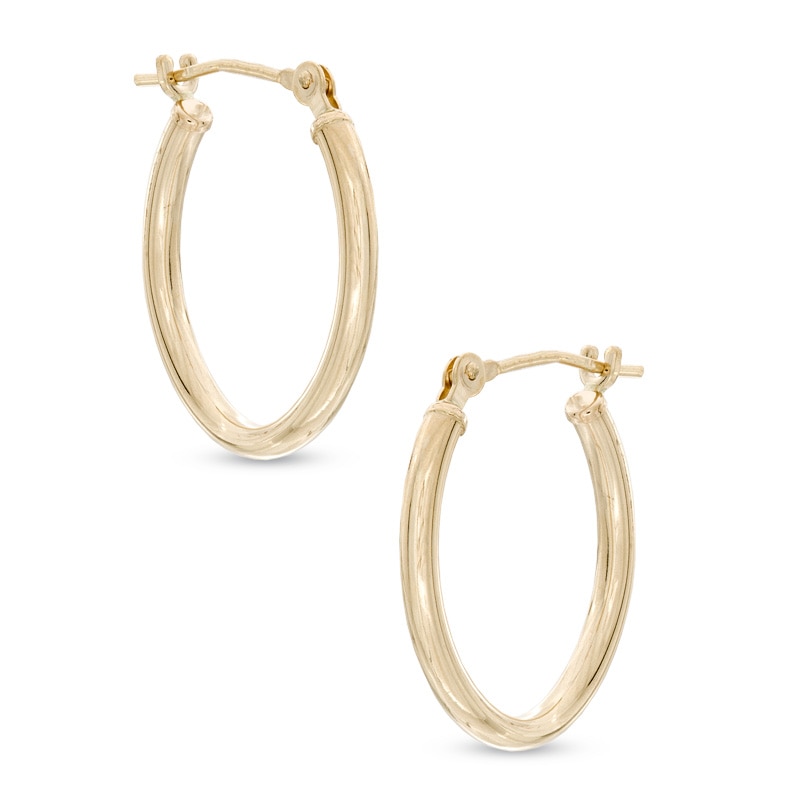 Main Image 1 of 15mm Oval Hoop Earrings in 14K Gold
