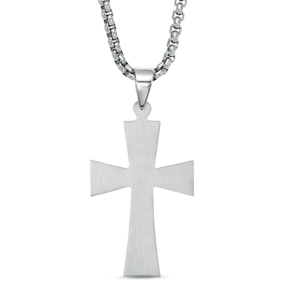 Men's Stacked Cross Pendant in Stainless Steel - 24"