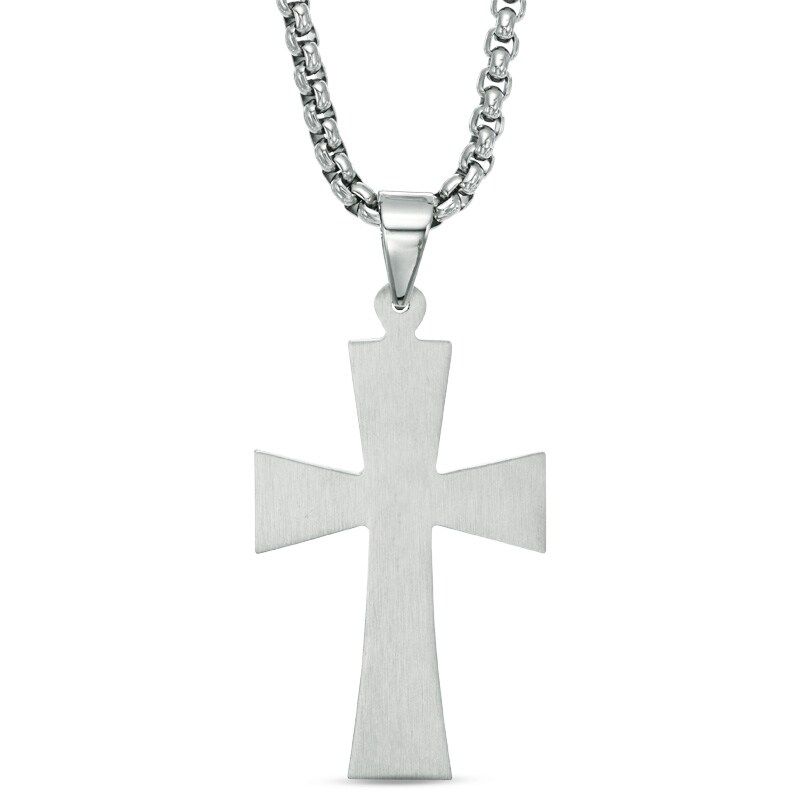 Main Image 3 of Men's Stacked Cross Pendant in Stainless Steel - 24"