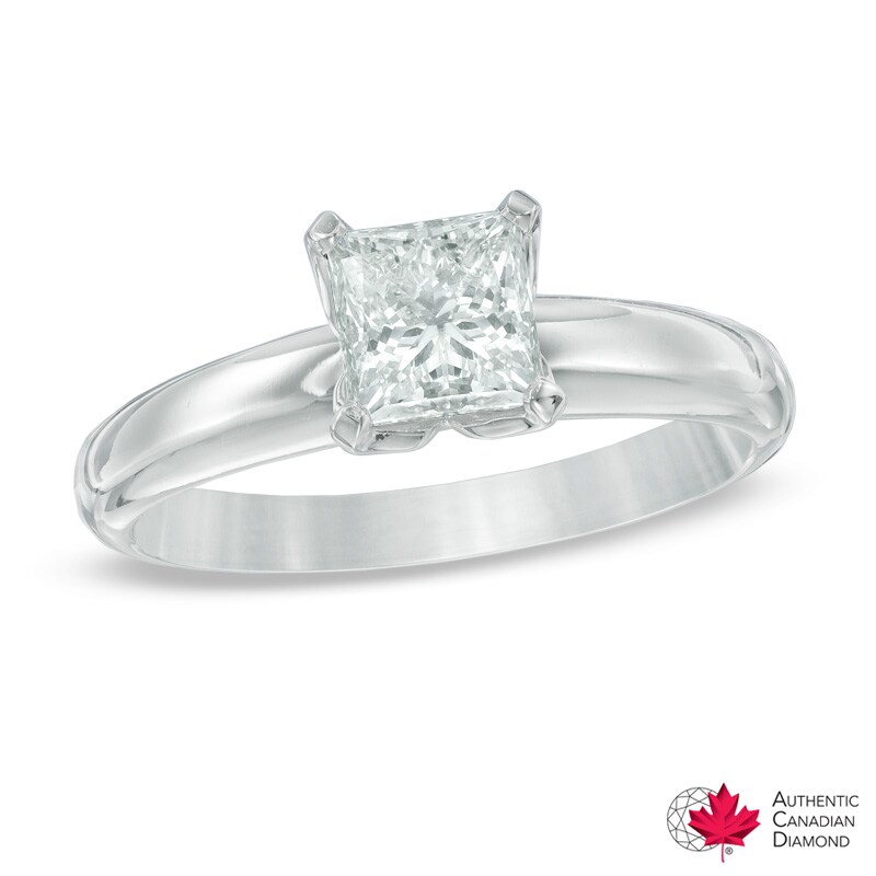 Main Image 1 of 1 CT. Certified Canadian Princess-Cut Diamond Solitaire Engagement Ring in 14K White Gold (I/I1)