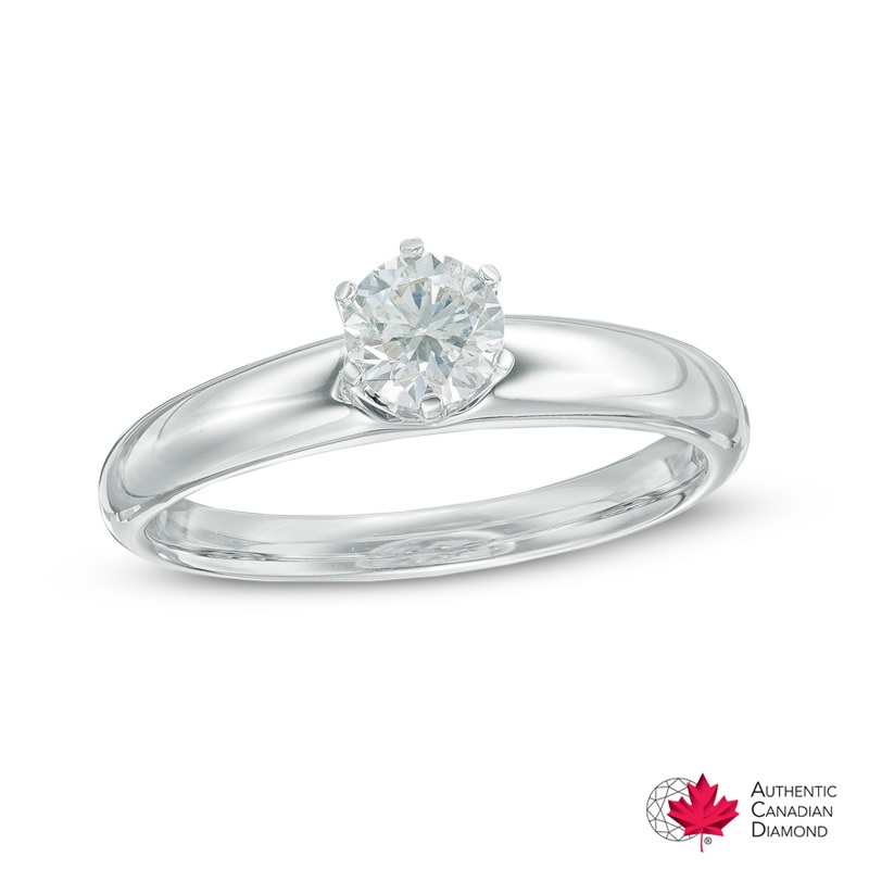 Main Image 1 of 1/2 CT. Certified Canadian Diamond Solitaire Engagement Ring in 14K White Gold (I/I1)
