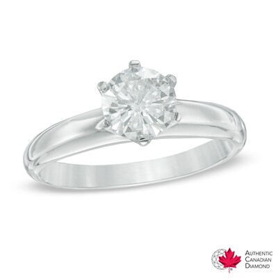 1 Ct Certified Canadian Diamond Solitaire Engagement Ring In 14k White Gold I I1 Zales