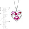 Thumbnail Image 2 of Lab-Created Ruby, Pink Sapphire and Diamond Accent Heart Pendant in Sterling Silver