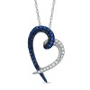 Thumbnail Image 1 of Lab-Created Blue and White Sapphire Heart Pendant in Sterling Silver