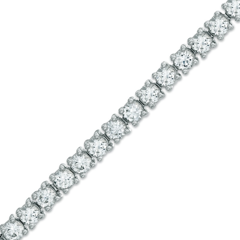 Main Image 1 of Lab-Created White Sapphire Tennis Bracelet in Sterling Silver - 7.25&quot;
