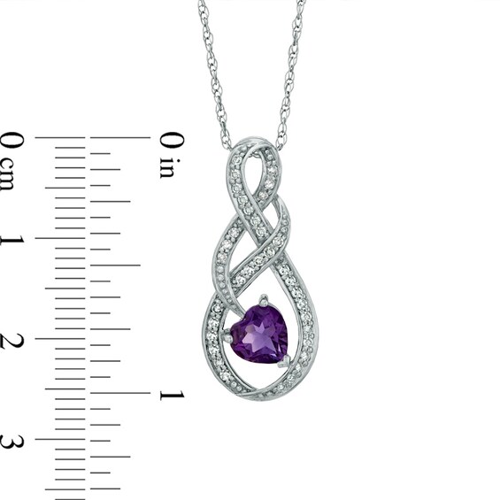 6.0mm Heart-Shaped Amethyst and 1/6 CT. T.w. Diamond Infinity Pendant in Sterling Silver