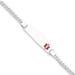 4.0mm Medical Alert Notification Curb ID Bracelet in Sterling Silver (4 Lines) - 8&quot;