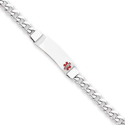 Sterling Silver Curb Medical ID Bracelet 8