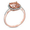 8.0mm Cushion-Cut Morganite and 1/8 CT. T.W. Diamond Frame Ring in 10K Rose Gold
