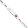 Thumbnail Image 0 of 7.0mm Medical Alert Notification Figaro ID Bracelet in Sterling Silver (6 Lines) - 8.0"