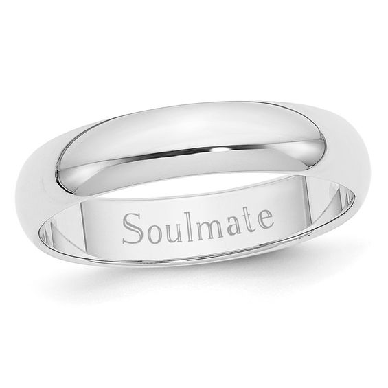 5.0mm Ladies' Engraved Featherweight Wedding Band in Platinum (16 Characters)