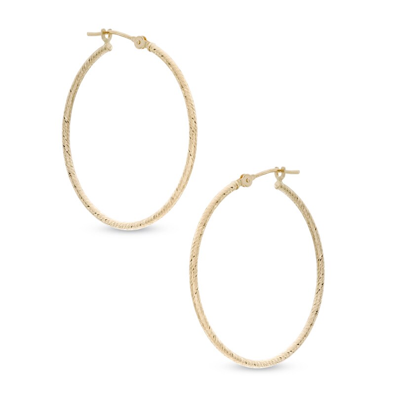 Main Image 1 of 30mm Diamond-Cut Hoop Earrings in 14K Gold