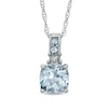 Thumbnail Image 1 of 6.0mm Cushion-Cut Aquamarine and Diamond Accent Pendant in 10K White Gold