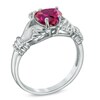 Thumbnail Image 2 of 7.0mm Heart-Shaped Lab-Created Ruby Claddagh Ring in Sterling Silver