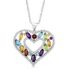 Thumbnail Image 0 of Multi-Gemstone and Lab-Created White Sapphire Heart Pendant in Sterling Silver