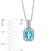 Thumbnail Image 1 of Octagonal Blue Topaz, Lab-Created White Sapphire and 1/10 CT. T.W. Diamond Pendant in Sterling Silver