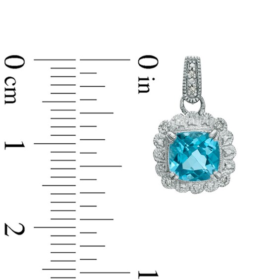 Swiss Blue Topaz and 1/10 CT. T.w. Diamond Pendant, Ring and Earrings Set in Sterling Silver - Size 7