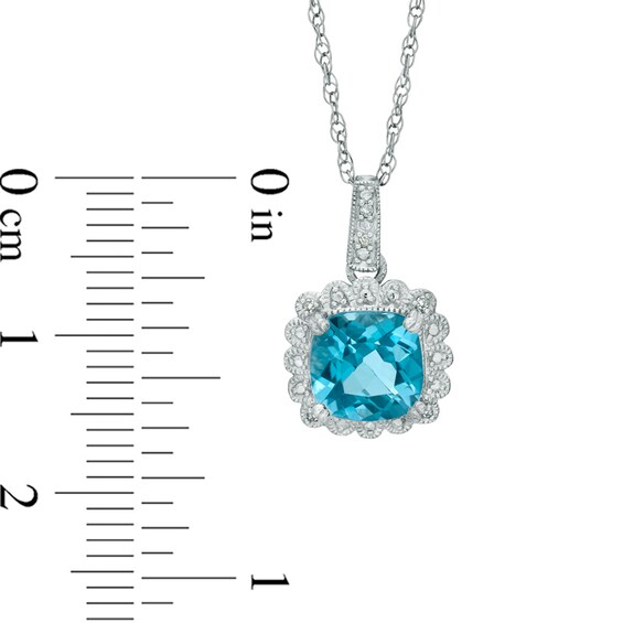 Swiss Blue Topaz and 1/10 CT. T.w. Diamond Pendant, Ring and Earrings Set in Sterling Silver - Size 7