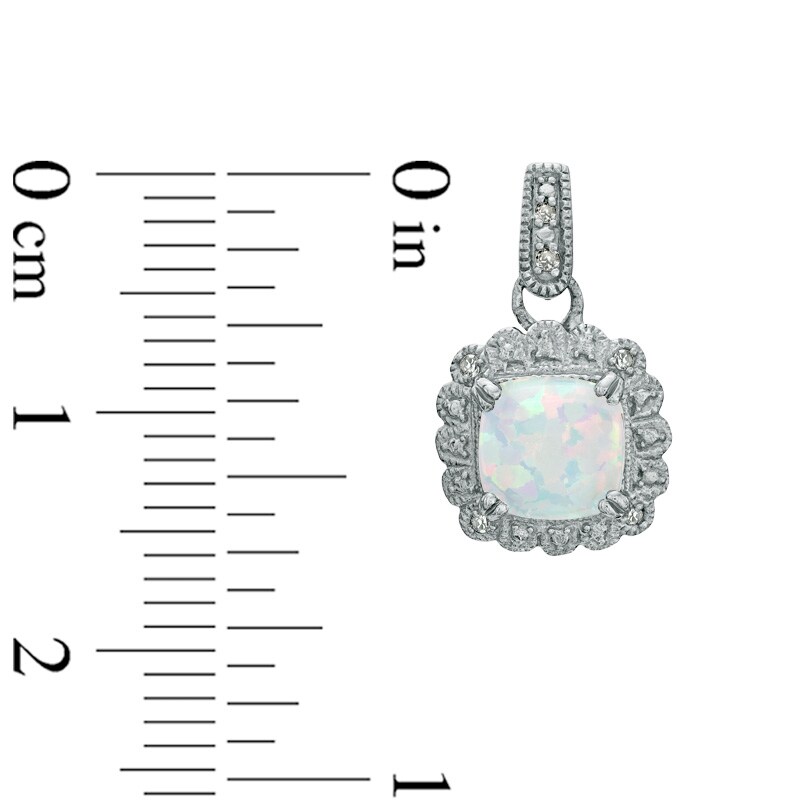 Main Image 3 of Lab-Created Opal and 1/10 CT. T.W. Diamond Pendant, Ring and Earrings Set in Sterling Silver - Size 7
