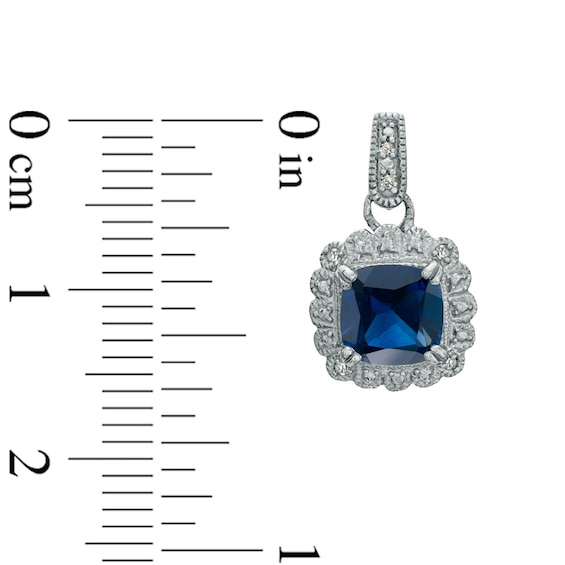 Lab-Created Blue Sapphire and 1/10 CT. T.w. Diamond Pendant, Ring and Earrings Set in Sterling Silver - Size 7
