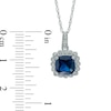 Thumbnail Image 4 of Lab-Created Blue Sapphire and 1/10 CT. T.W. Diamond Pendant, Ring and Earrings Set in Sterling Silver - Size 7
