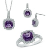 Thumbnail Image 1 of Amethyst and 1/10 CT. T.W. Diamond Pendant, Ring and Earrings Set in Sterling Silver - Size 7
