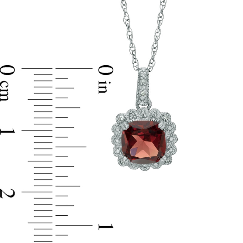 Main Image 4 of Garnet and 1/10 CT. T.W. Diamond Pendant, Ring and Earrings Set in Sterling Silver - Size 7