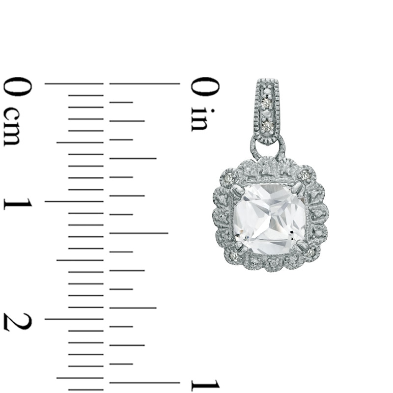 Main Image 3 of Lab-Created White Sapphire and 1/10 CT. T.W. Diamond Pendant, Ring and Earrings Set in Sterling Silver - Size 7