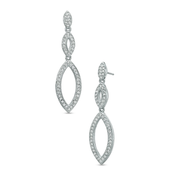AVA Nadri Crystal Drop Earrings in White Rhodium Brass