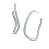 Thumbnail Image 1 of AVA Nadri Crystal Wavy Hoop Earrings in White Rhodium Brass