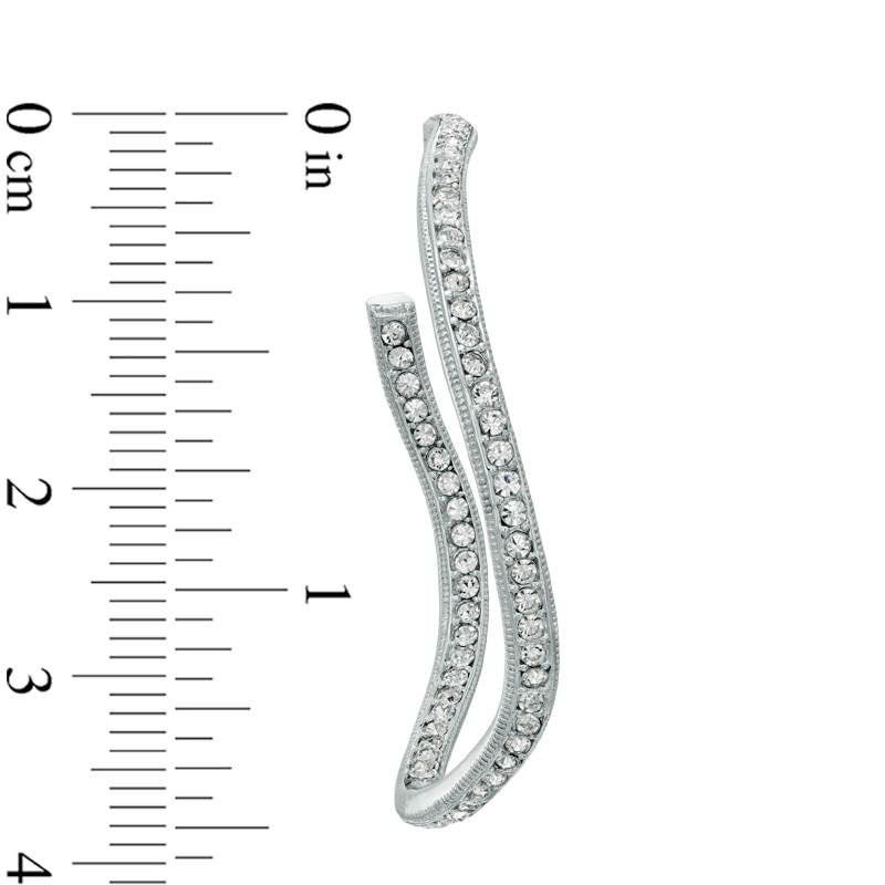 Main Image 2 of AVA Nadri Crystal Wavy Hoop Earrings in White Rhodium Brass