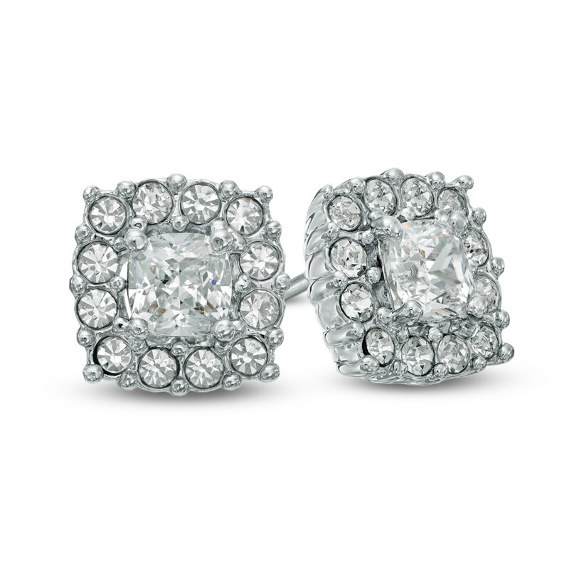 Main Image 1 of AVA Nadri Cubic Zirconia and Crystal Stud Earrings in White Rhodium Brass