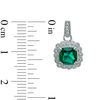 Thumbnail Image 2 of Lab-Created Emerald and 1/10 CT. T.W. Diamond Pendant, Ring and Earrings Set in Sterling Silver - Size 7