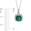 Thumbnail Image 3 of Lab-Created Emerald and 1/10 CT. T.W. Diamond Pendant, Ring and Earrings Set in Sterling Silver - Size 7