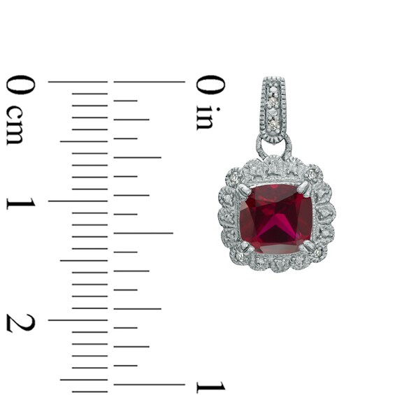 Lab-Created Ruby and 1/10 CT. T.w. Diamond Pendant, Ring and Earrings Set in Sterling Silver - Size 7