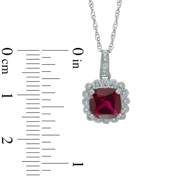 Lab-Created Ruby and 1/10 CT. T.w. Diamond Pendant, Ring and Earrings Set in Sterling Silver - Size 7