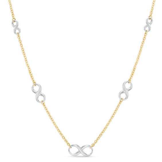 Infinity Station Necklace in 10K Two-Tone Gold - 17"