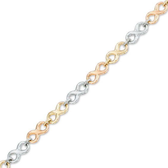 Infinity Link Bracelet in 10K Tri-Tone Gold - 7.25"