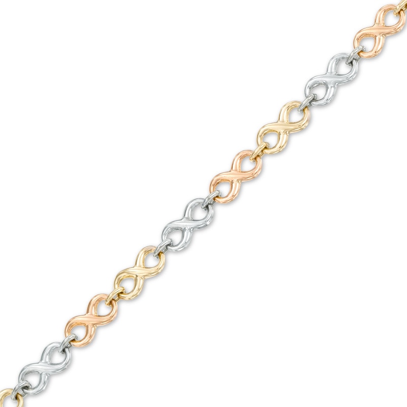 Main Image 1 of Infinity Link Bracelet in 10K Tri-Tone Gold - 7.25"
