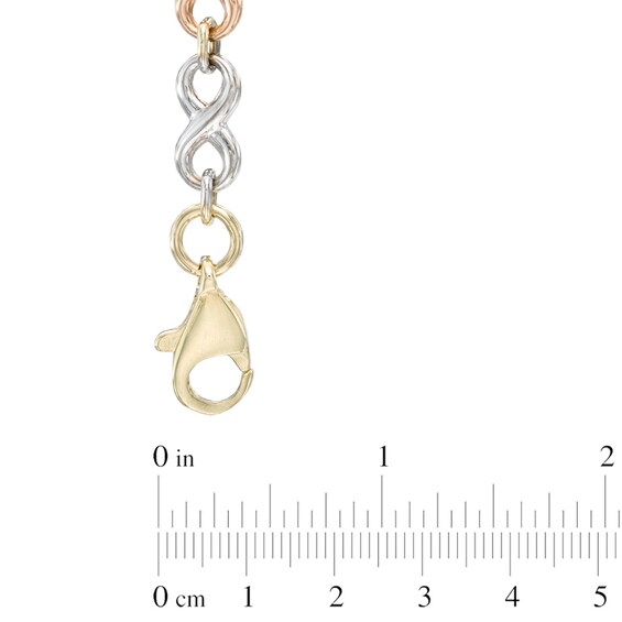Infinity Link Bracelet in 10K Tri-Tone Gold - 7.25"