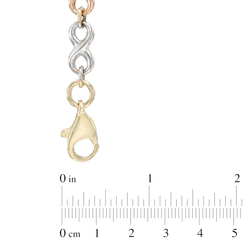 Main Image 2 of Infinity Link Bracelet in 10K Tri-Tone Gold - 7.25"