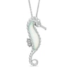 Thumbnail Image 1 of Lab-Created Opal and Diamond Accent Seahorse Pendant in Sterling Silver